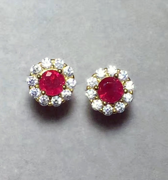 Ruby sterling silver studs