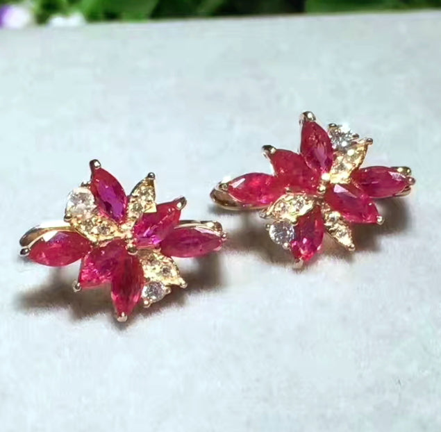 Ruby sterling silver studs