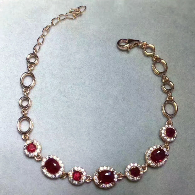 Natural ruby sterling silver bracelet