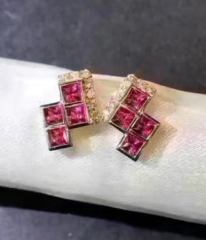 Natural ruby sterling silver studs - MOWTE