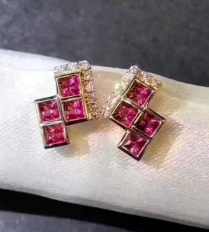 Natural ruby sterling silver studs - MOWTE