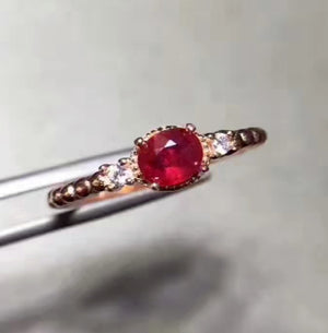 Natural ruby silver free size ring - MOWTE
