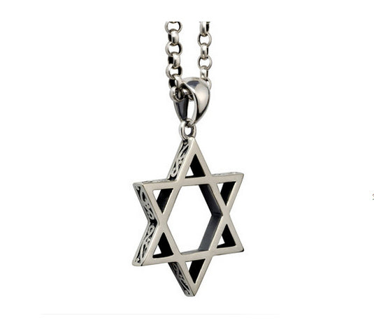 Men's fashion sterling silver hexagram pendant&necklace