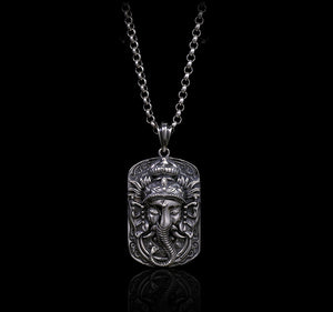 Men's fashion sterling silver Ganesha pendant&necklace - MOWTE