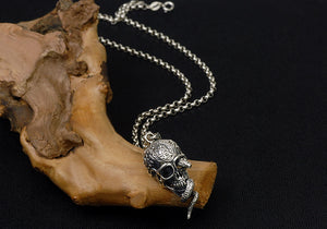 Men's fashion sterling silver Skulpent pendant & necklace - MOWTE