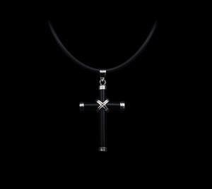 Men's fashion black agate cross necklace - MOWTE