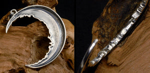 Men's fashion sterling silver moon pendant & necklace - MOWTE
