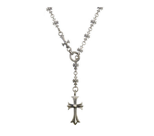 Men's fashion sterling silver cross pendant & necklace - MOWTE