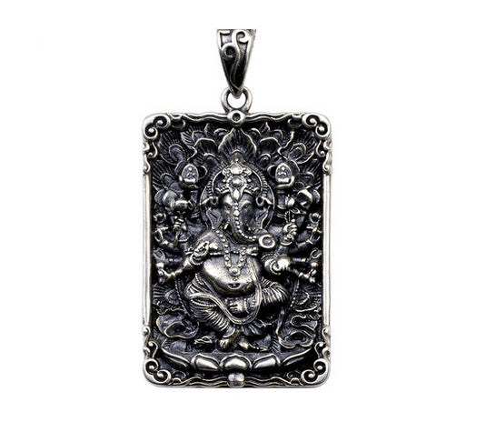 Men's fashion sterling silver Ganesha pendant&necklace