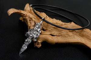 Men's elegant vintage sterling silver Ganesha pendant & necklace - MOWTE