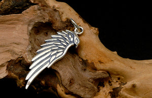 Men's eagle feathers sterling silver pendant & necklace - MOWTE