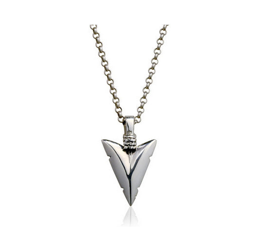 Men's sterling silver arrow pendant & necklace