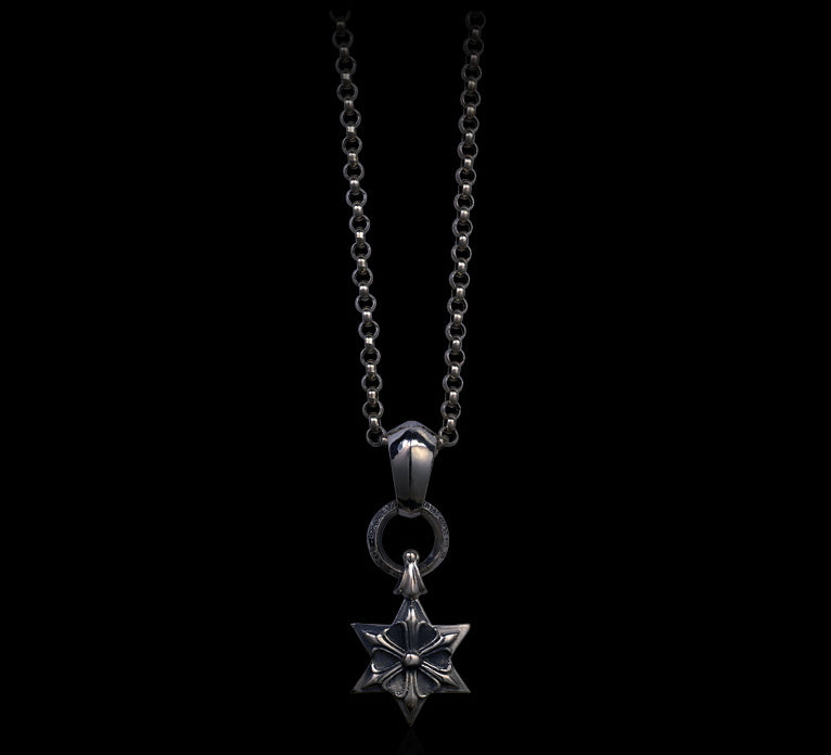 Men's sterling silver hexagram pendant & necklace - MOWTE