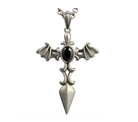 Men's sterling silver angel pendant & necklace