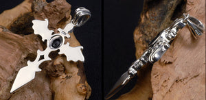 Men's sterling silver angel pendant & necklace - MOWTE
