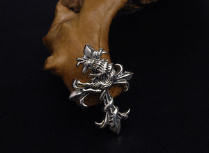 Men's elegant vintage sterling silver wolf cross pendant & necklace - MOWTE