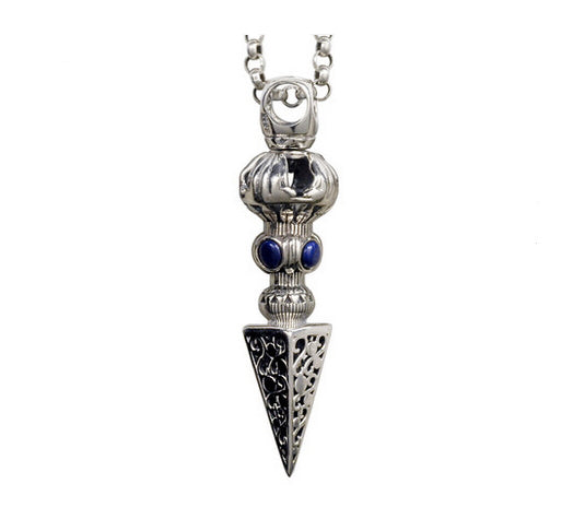 Men's sterling silver vajra pendant & necklace