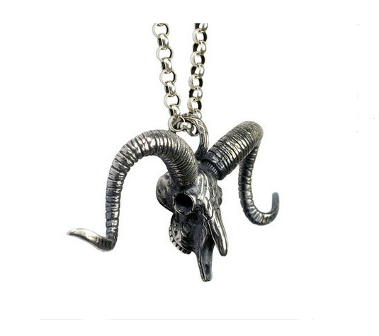 Men's fashion sterling silver sheep skeleton pendant & necklace - MOWTE