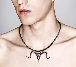 Men's fashion sterling silver sheep skeleton pendant & necklace - MOWTE