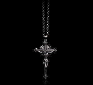 Men's fashion sterling silver Jesus cross pendant & necklace - MOWTE