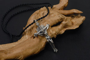 Men's fashion sterling silver Jesus cross pendant & necklace - MOWTE
