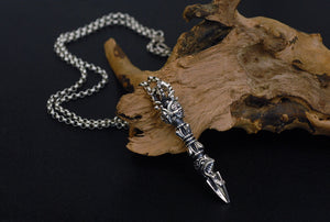 Men's fashion sterling silver vajra pestle pendant & necklace - MOWTE