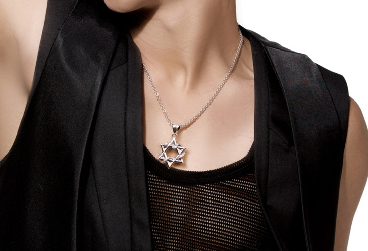 Men's fashion sterling silver hexagram snake pendant & necklace - MOWTE