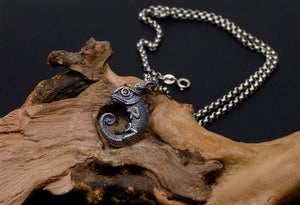 Men's fashion sterling silver lizard pendant & necklace - MOWTE