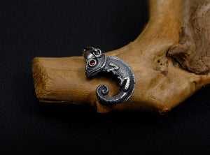 Men's fashion sterling silver lizard pendant & necklace - MOWTE
