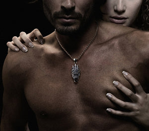 Men's fashion sterling silver dragon pendant & necklace - MOWTE