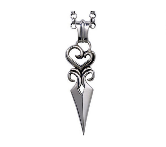 Men's fashion sterling silver arrow pendant & necklace