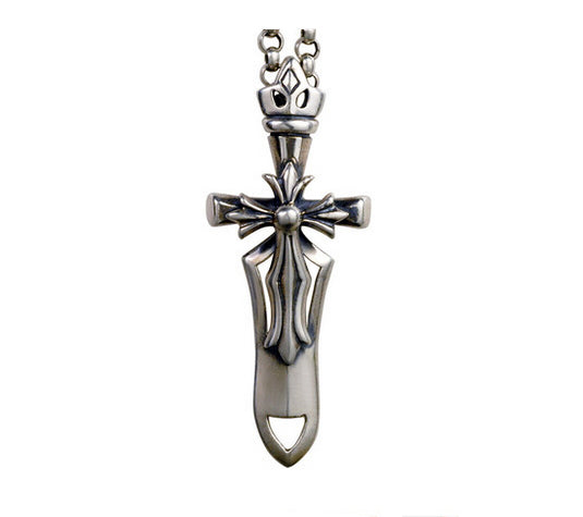 Men's fashion sterling silver sword pendant & necklace - MOWTE