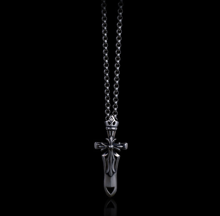 Men's fashion sterling silver sword pendant & necklace - MOWTE