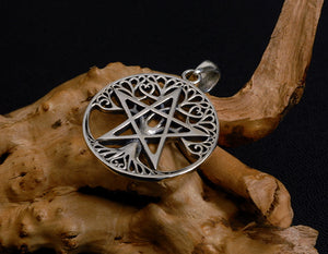 Men's fashion sterling silver pentagram pendant & necklace - MOWTE