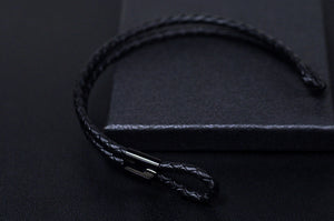 Men's fashion titanium steel cowhide leather bracelet - MOWTE