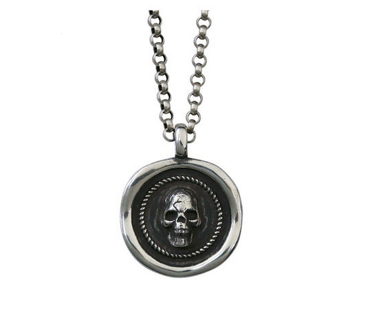 Men's sterling silver skull pendant & necklace - MOWTE