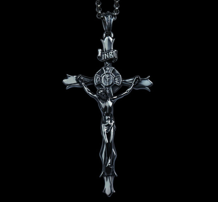 Men's sterling silver cross pendant & necklace - MOWTE