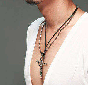 Men's sterling silver cross pendant & necklace - MOWTE