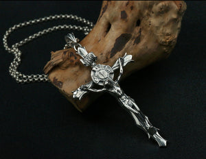Men's sterling silver cross pendant & necklace - MOWTE