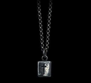 Men's sterling silver brick cross pendant & necklace - MOWTE