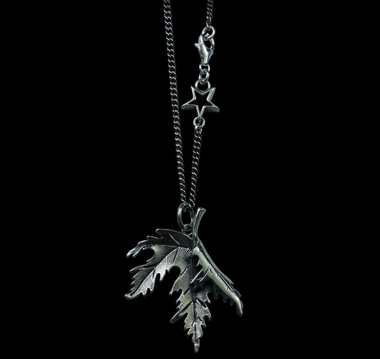 Men's fashion sterling silver leaf sweater chain - MOWTE