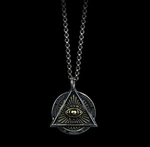 Men's fashion sterling silver All-seeing Eye pendant necklace - MOWTE