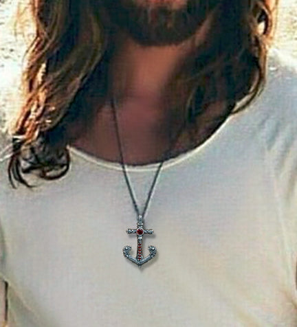 Men's unique sterling silver anchor pendant & necklace - MOWTE