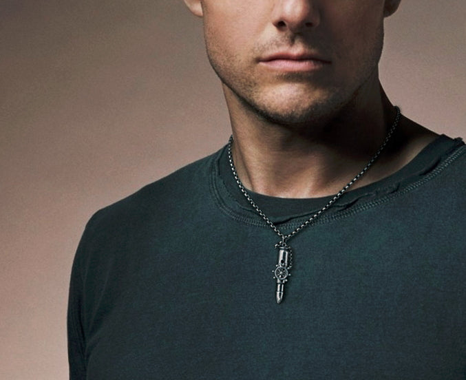 Men's fashion sterling silver anchor pendant & necklace - MOWTE