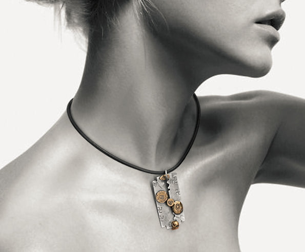 Fashion sterling silver blade pendant & necklace - MOWTE