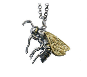 Men's unique sterling silver bumblebee pendant & necklace - MOWTE