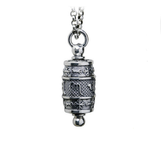 Men's fashion sterling silver amulet pendant & necklace