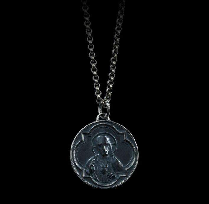 Men's fashion sterling silver Jesus pendant & necklace - MOWTE