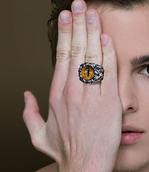 Men's fashion magic eye sterling silver ring - MOWTE