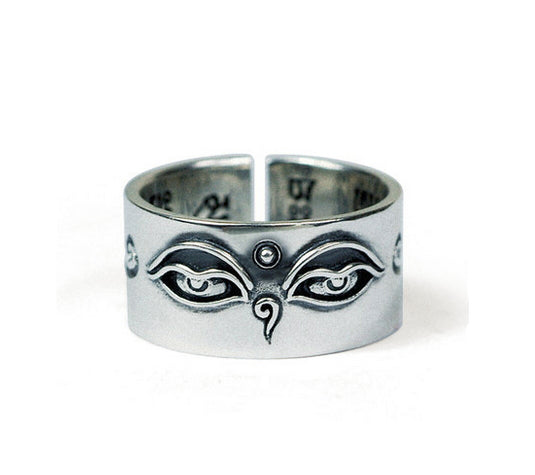 Men's fashion dharma eye sterling silver ring